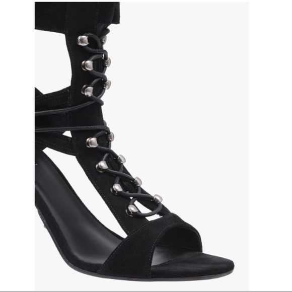 BALMAIN Women's JODY Lace-up Suede Sandal - Picture 7 of 8